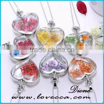60cm Alloy Chain Dry Flower Inside Glass Terrarium Jewelry Necklace photo-5