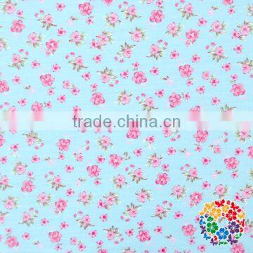 pink flower printed light blue cotton fabrics wholesale cotton fabric texile for curtain fabric