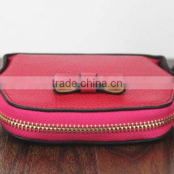 First Genuine Leather Bow Leather Purse Makeup Cosmetic Bag Shell photo-2