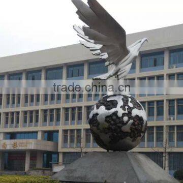 Stainless Steel Large Bird Sculpture Mother Feed Baby Bird photo-3