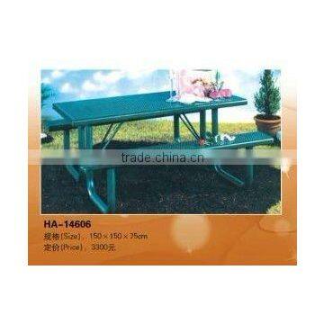 (HD-20102 ) Stainless Steel Bench Handrail and Hard Wood Bench /garden Furniture Outdoor Stainless Steel Bench photo-2