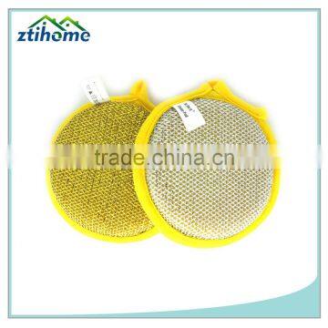 2 Pcs Sponge Metallic Dishcloths Round Scrubber Scouring Pad photo-2