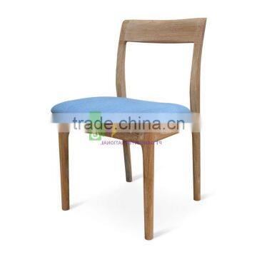 Dining Chair Japanese Style Made From Solid Teak Wood , White Wash Color , Seater With Denim Fabric photo-3