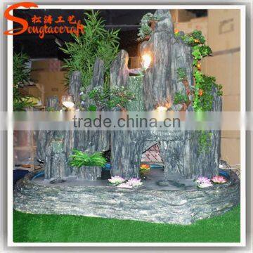 Most Durable Nearly Natural Large Resin Garden Fountain Design Fiberglass Fake Rock Waterfall photo-2