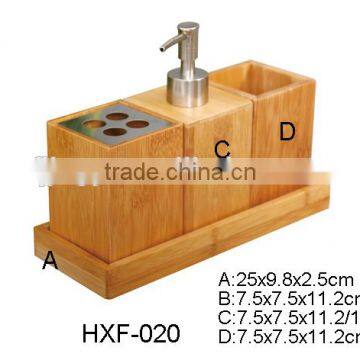 Elegant Nature Bamboo Bathroom Accessory for Toothbrush Holder and Soap Dispenser