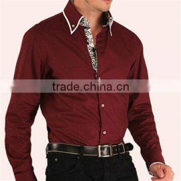 Mens Italian Slim Fit Shirt Contrast Collar Fashion Dress Shirts photo-2