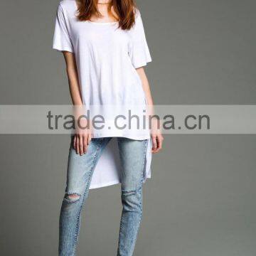 100% rayon white high slit overseas t shirts wholesale