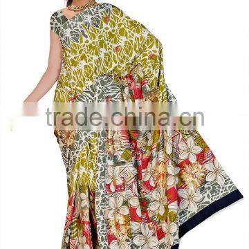 Submissive Multi Color Satin Silk Saree/saree printing machine/Saree