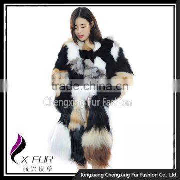 CX-G-A-262 Patchwork Fashion Design Women Real Fur Jacket for Winter