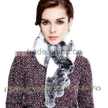 CX-S-18G Fashion Warm Ladies Dyed Fur Rex Rabbit Fur Square Scarf Wholesale photo-5