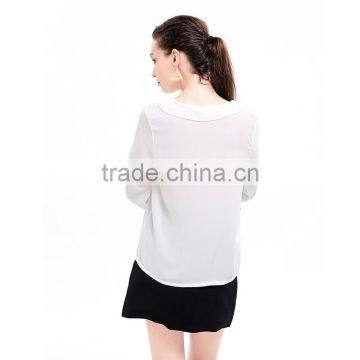 Long Sleeve Latest Blouse Styles V-neck White Women Latest Blouse Styles photo-3