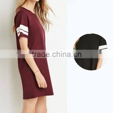 Maxnegio Formal Black Color Jersey Fabric Loose Shirt Dress Straight Casual Dress photo-4
