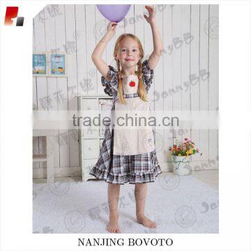 girls apple hand embroidery apron dress cotton smock dress