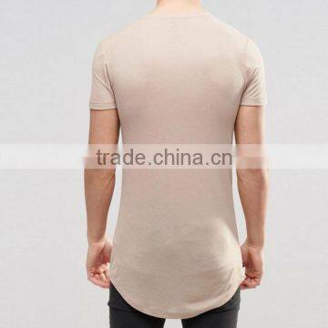 Wholesale Custom Elongated Cotton T-shirts Short Sleeve Shirts Man Slim Fit Elongated T Shirt photo-3