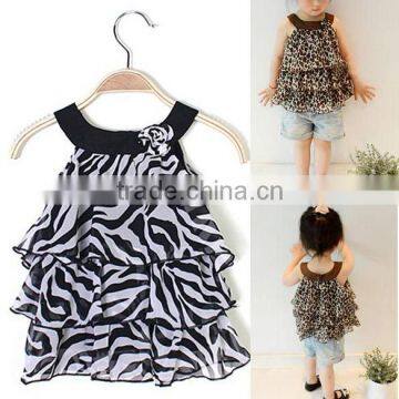 Baby Girl Summer chiffon Leopard/Zebra Sleeveless party Birthday Gift Dress SV002245