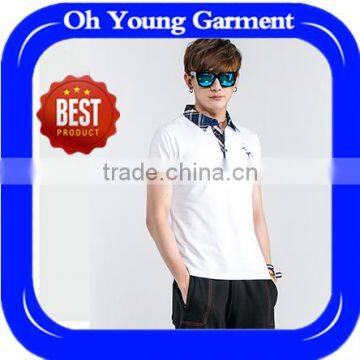 mens white polo shirt with colorful neck 100% soft cotton polo shirts embroidery whelesale cheap white tshirt from China