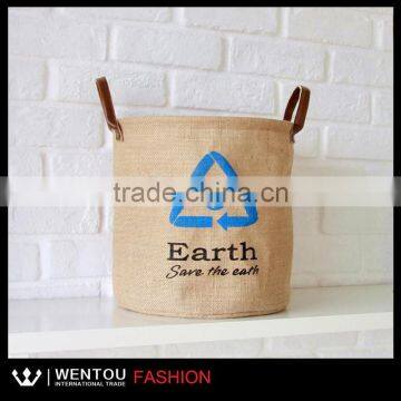 New Design Green Patterned Burlap Basket photo-2