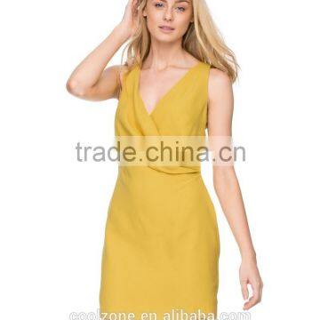 Slim Fit Sleeveless Wrap Front Summer Dress for Woman Dress 2016