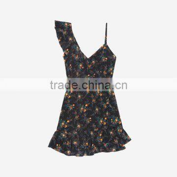 Women Sleeveless Floral Print , Adjustable Straps V-neck Dress photo-6