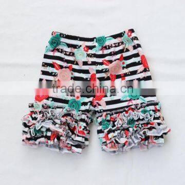 2017 Summer Baby Girls Floral Ruffle Shorts Little Cute Kids Ruffle Stripe Rosa Pattern Icing Shorts