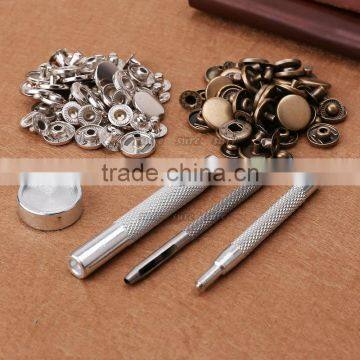 METAL Snap Fastener Press Stud Kit + Fixing Tool Sewing Leather
