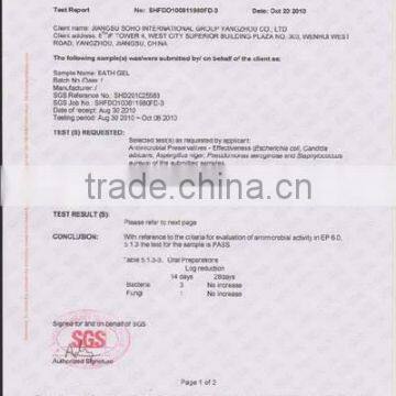 SGS-TEST REPORT FOR BATH GEL