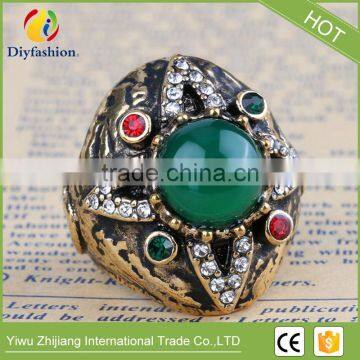 New Antique Rings For Women Fashion Accessories Antique Gold Green Stone Crystal Fine Finger Ring Female Jewelry photo-3