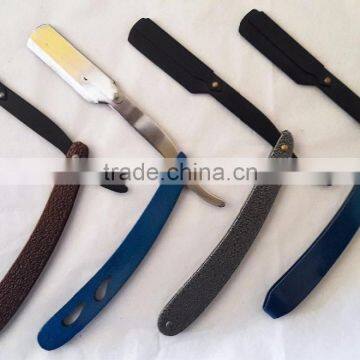 CUT THROAT SHAVETTE STRAIGHT SHAVING RAZOR Black Blade Blue Handle photo-4