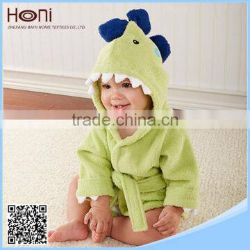 Baby Plain Dyed Animal Hooded Bathrobe Made of Organic Cotton