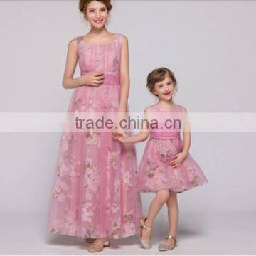 2015 New Design Floral Chiffon Mother and Daughter Clothing, Mother and Daughter Dress Design photo-2