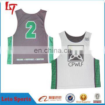 Cheap Custom Label Unisex Mesh Wicking Lacrosse Jersey&Pinnie/Sublimation Sleeveless Lacrosse Reversible Jerseys photo-4