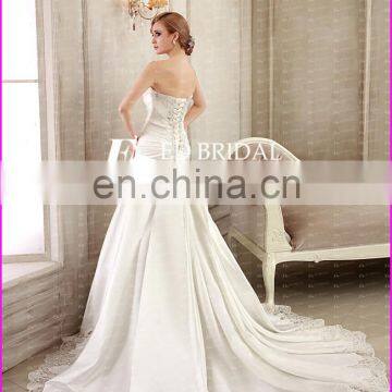 CE91 2015 Custom Made Simple Modern Cheap Mermaid Lace Trim Ruffles Beading Wedding Dresses 2015 photo-2