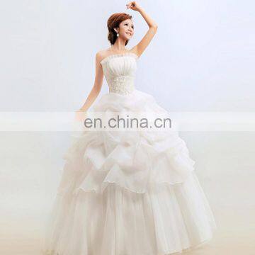 HS1622 Latest Cheap Plus Size Maternity Puffy Ruffle Ball Gown Bridal Wedding Dress photo-5
