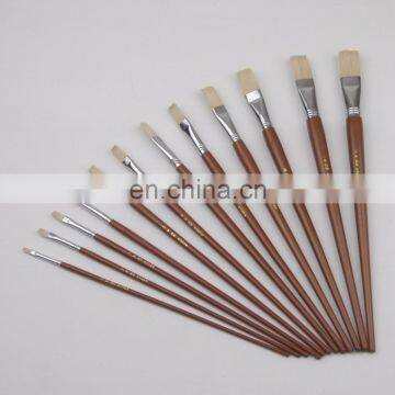 Various Type Artist Bristle Paint Brush With Long Wood Handle