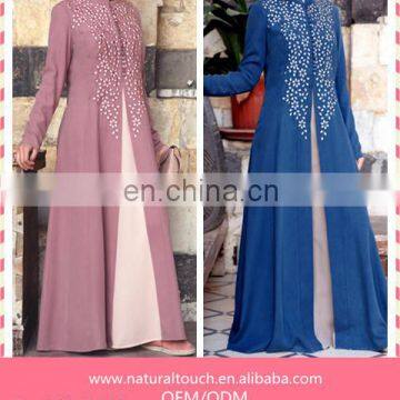 Wholesale Women Muslim Embroidery Contrast Gown