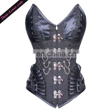 Black Sexy Strappy Lacing Midnight Hardware Steel Bone Corset Lingeries