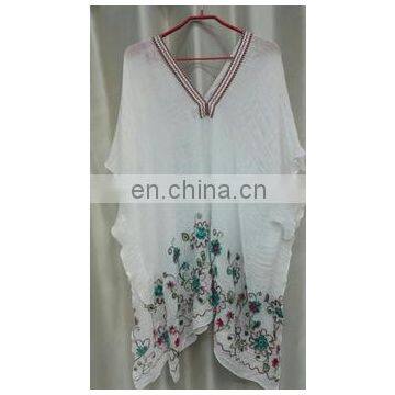 pure white ruffled lady beach cape flora embroidered beach shawl