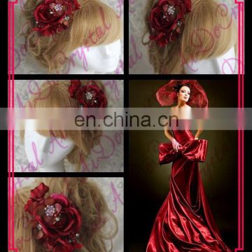 Aidocrystal SALE Wedding Accessory Red Hair Clip Bridal Accessory Hair Flower Clip, handmade wine red flower hair clip Shenzhen