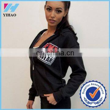 Yihao 2017 Women OEM Fitness Wear Factory Wholesale Sports Gym Custom Hoodies women big free logo running gym hoody