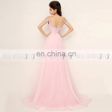 Elegant One Shoulder Unique Beading Chiffon Glittering Beads Long Evening Dress XU013 photo-6