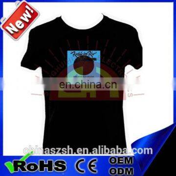 custom el t shirt with you design high brightness el light up led t-shirt panel