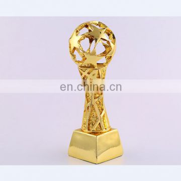 Resin gold trophy crafts with hollow out stars