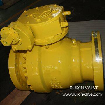 China Supplier Manufacturer API/ANSI Trunnion Mounted WCB,CF8,CF8M,LCB Ball Valve DBB with Gear operation reduce bore