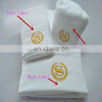 Wholesale Luxury Embroider White 100% Organic Cotton Star Hotel Soft Absorbent Bath Towel Set 3pieces for Bathroom photo-6