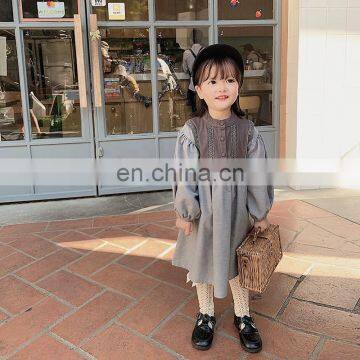 6532 Kids Girls Boutique Spring Fashion Long Sleeve Cotton and Linen Dress