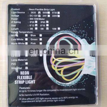 Ready to Ship DC 12V SMD2835 IP65 Silicon Flex Led Neon Strip Lights 6x12mm