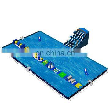 Free Custom Design Blue Wave Water Slide Frame Pool Inflatable Water Play Park Equipment On Land