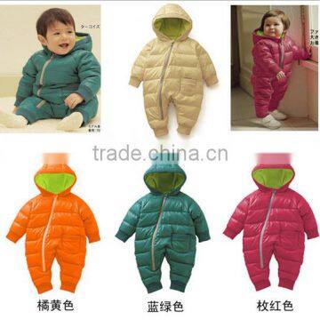 New arrival winter 4-24monthmade in china hooded baby clothing infant rompers with zipper