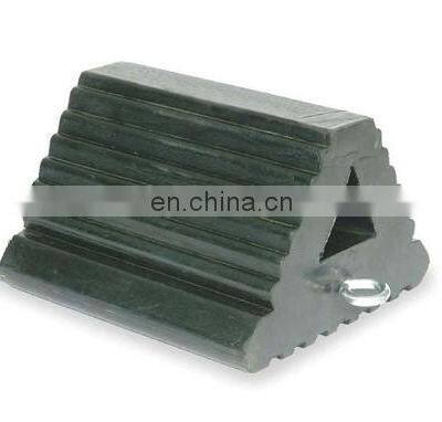 Black Rubber Wheel Chock Parking Stopper Block Load Bearing 30 Tons