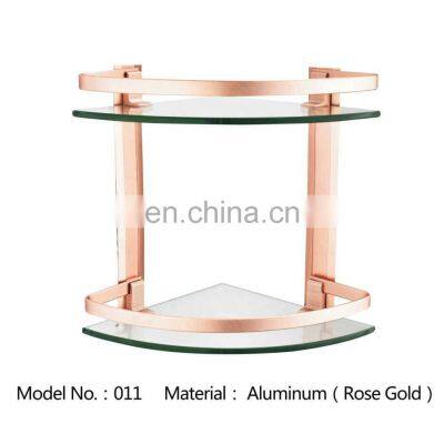 Wall Mounted Rose Gold Aluminum Bathroom Basket Shower Caddy Set For Bath Soap and Shampoo